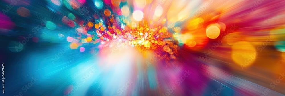 Aufkleber vibrant abstract light burst with multicolored bokeh effects.