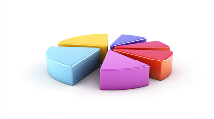 3D pie and bar graphs with a white background. Perfect for presentations.