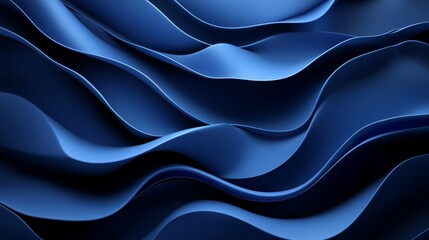 Obraz premium Sophisticated 3D blue background featuring smooth, elegant curves with soft lighting, creating a refined and luxurious aesthetic