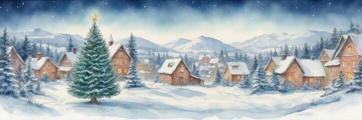 Snowy Christmas Village - Peaceful Winter Wonderland Scene