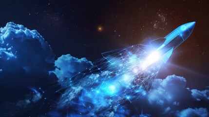 Spacecraft Launching Through Clouds