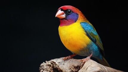 Obraz premium Colorful Gouldian Finch Perched on a Branch