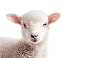 Fototapeta premium Sweet baby lamb portrait, isolated on a clean white surface 