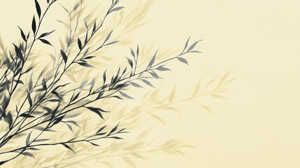 Naklejka premium Elegant botanical design on soft pale yellow background.