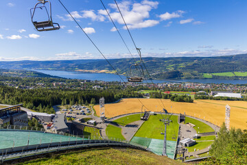Aerial view of the village of Lillehammer, Norway