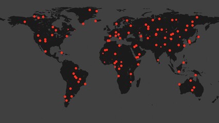 virus world map crisis pandemic outbreak illustration. Can be used to represent monkeypox or coronavirus patient zero, worldwide quarantine infection spread © Ricardo