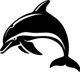 Dolphin icon black and white simple marine animal image