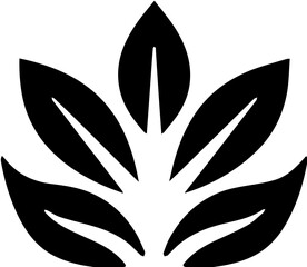 Leaf icon, black and white line style illustration representing nature