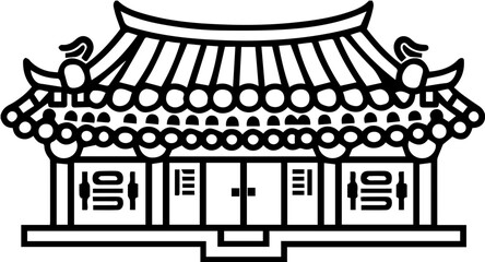 Fototapeta premium Simple icons symbolizing traditional Korean architecture, palaces and cultural assets
