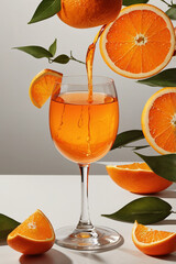 Orange drink served on the table with fruit