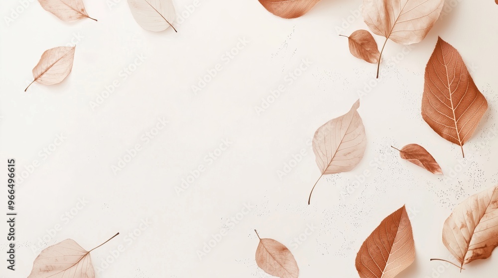 Poster autumn leaves are creating a frame with copy space on a minimal white background. this autumnal desi