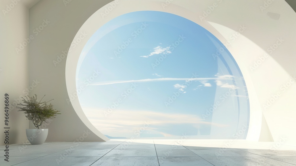 Poster modern minimalist architecture with circular window