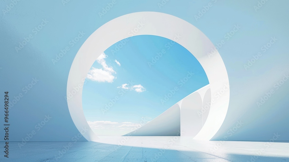 Poster minimalist architectural design with circular window