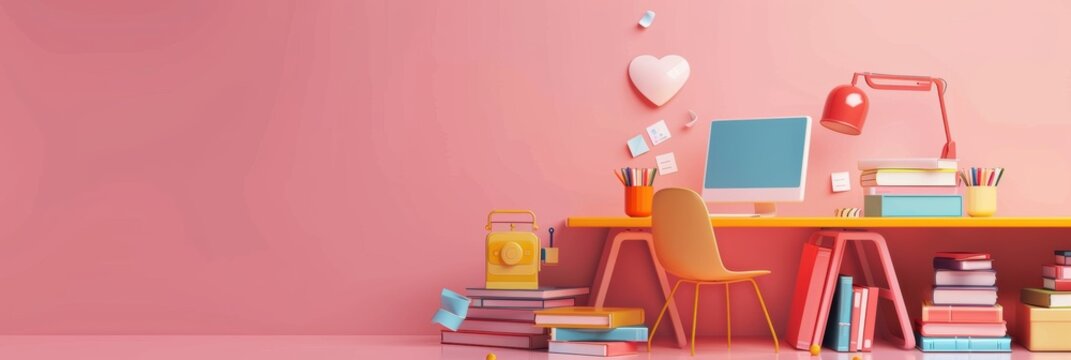 Digital banner showcasing online courses and advanced education technology