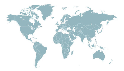 World map. Grey modern vector map. Silhouette map.