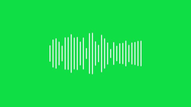 Animation video white abstract audio sound visualizer wave spectrum effect on chroma key green screen alpha channel background