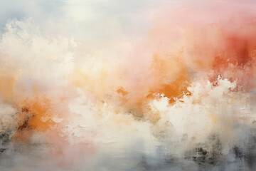 Obraz premium Canvas background with pink, beige and orange colors, mix of cream paint strokes, abstract banner