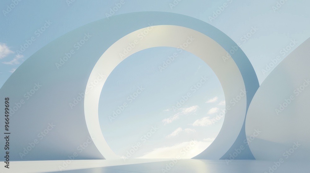 Poster Abstract Minimalist Architectural Design with Circular Window and Sky View