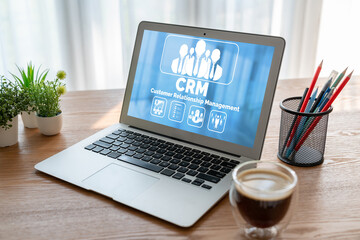 Customer relationship management system on modish computer for CRM business and enterprise