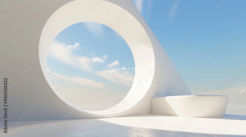 Poster minimalist architecture with circular window