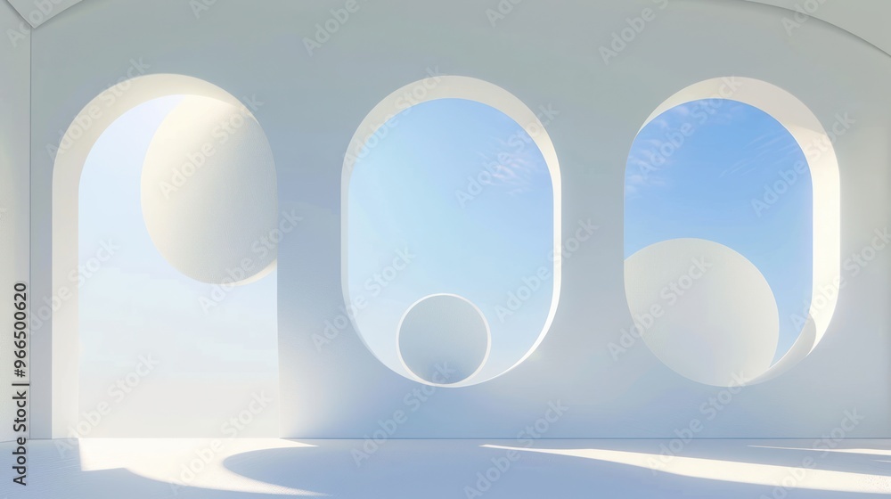 Poster abstract minimalist architecture with oval windows