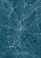 ATLANTA, GEORGIA, UNITED STATES artistic blueprint map poster