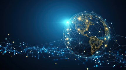 Obraz premium A Golden Wired Globe with Luminous Connections