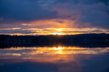 sunset over the lake