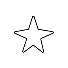 Simple star icon, rating symbol in outline design. Black star icon on a white background. Flat design vector illustration.
