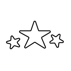 Outline 3 star icon for rating, black on white. Minimalist star symbol, flat vector illustration
