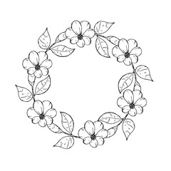  Graphic flowers. Hand draws graphic illustrations on a white background. Graphic flowers for design