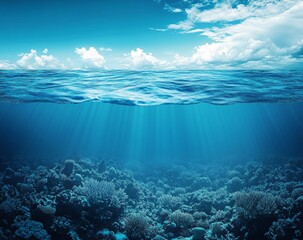 Fototapeta premium Sea or ocean underwater deep nature background