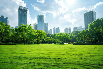 Obraz premium A large city with a park in the middle, generative ai image.,