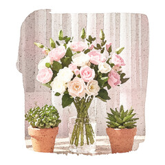 Bouquet Cartoon Visual Power World Joy Moment Beauty Floral Story Character Journey Portrait Arrangement Art Characters Style Flowers Lens Flower Anime Manga Art Illustration Drawing Medium Watercolor