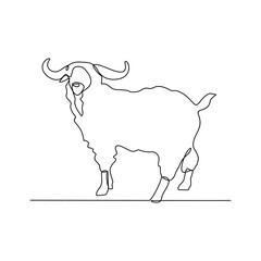 One continuous line drawing of Goat vector illustration. Goats are highly social animals. Animal themes design vector with simple linear style concept. Good design for education presentation purpose.