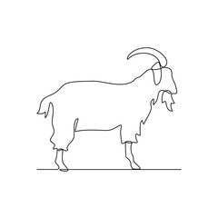 One continuous line drawing of Goat vector illustration. Goats are highly social animals. Animal themes design vector with simple linear style concept. Good design for education presentation purpose.