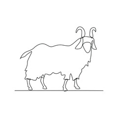 One continuous line drawing of Goat vector illustration. Goats are highly social animals. Animal themes design vector with simple linear style concept. Good design for education presentation purpose.