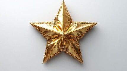 Fototapeta premium Golden Star Ornament on White Background Generative AI