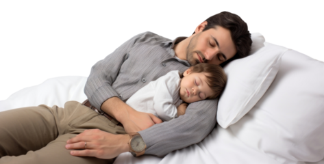 Father sleeping toddler adult.
