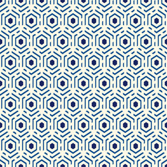 Contemporary honeycomb geometric pattern. Repeated hexagons ornament. Modern mosaic background. Seamless surface abstract design. Geo wallpaper. Digital paper, textile print. Vector art