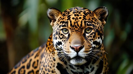 Obraz premium Close-up Portrait of a Majestic Jaguar