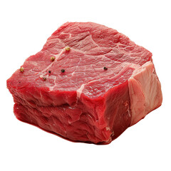Close-up of fresh raw red beef meat piece isolated on white background, ideal for cooking and...