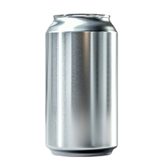 High-resolution photo of a blank aluminum can isolated on a white background, perfect for beverage...