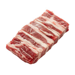 Raw beef ribs isolated on a white background. Fresh, marbled meat, ready for cooking. High-quality beef cuts for grilling and roasting.