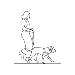 One continuous line drawing of the people is play with their pet carrying it as vector illustration. Playing with dog activity illustration in simple linear style vector concept. Animal themes design.