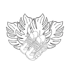 Sneakers in graphics. Hand draws graphic illustrations on a white background. Sneakers for design