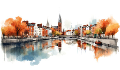 Fototapeta premium PNG Dublin architecture waterfront cityscape.