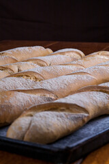 A tray of freshly baked bread 