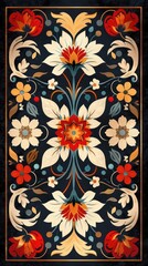 Vibrant and Intricate Floral Ornamental Pattern with Traditional Decorative Design  Elegant and Ornate with Lush Botanical Motifs and Symmetrical Arabesque Elements