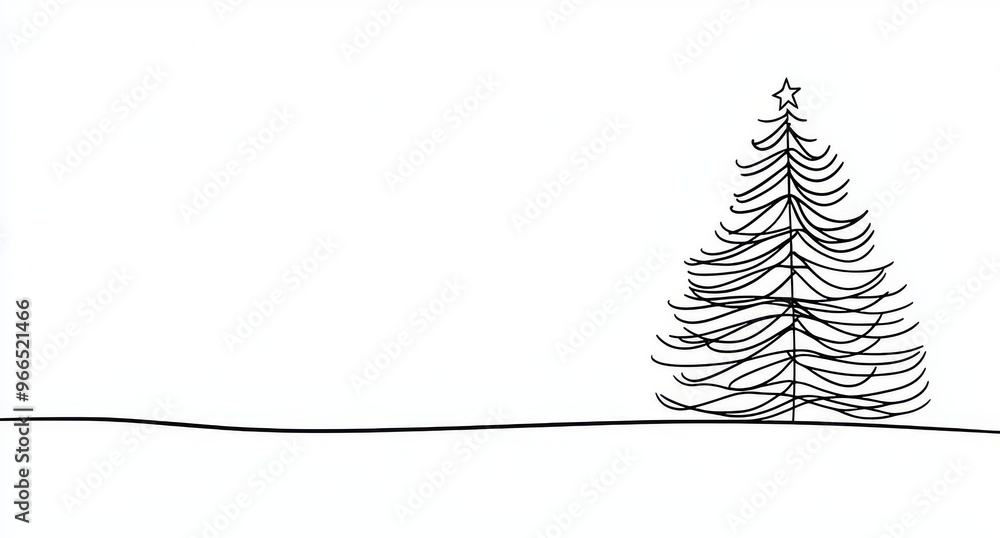 Canvas Prints this is a christmas pine fir tree line art illustration. it is continuous one line drawing with mini